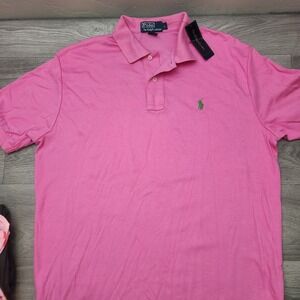 Polo Ralph Lauren Classics Pink Polo Shirt Green Pony Logo Size L Preppy Casual